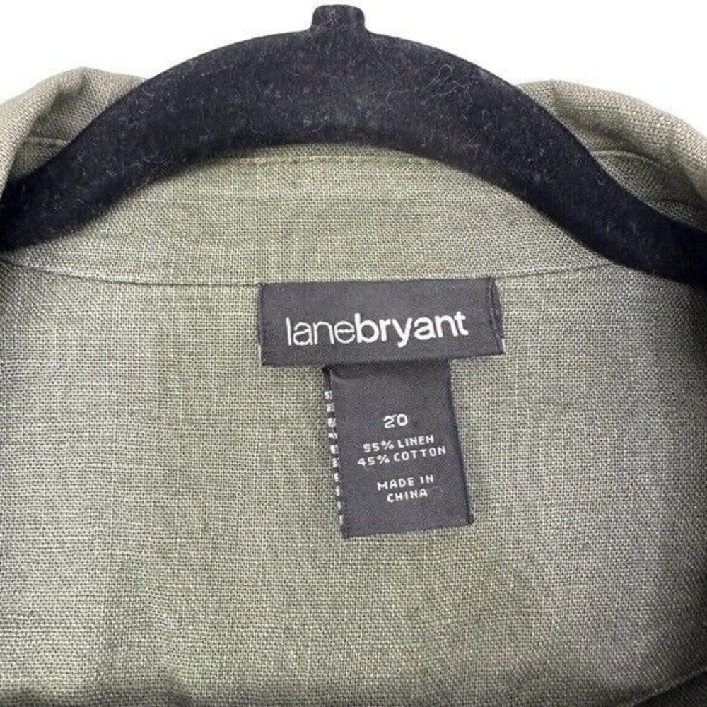 LANE Bryant Linen Green Utility Rollup Sleeves Jacket Size 20 - Picture 6 of 7